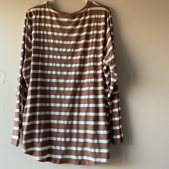 old navy luxe brown & white striped shirt - Picture 5 of 5